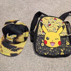 Pikachu mini backpack and baseball hat